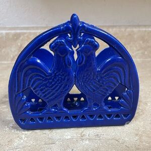 Vibrate Blue Rooster Napkin Holder